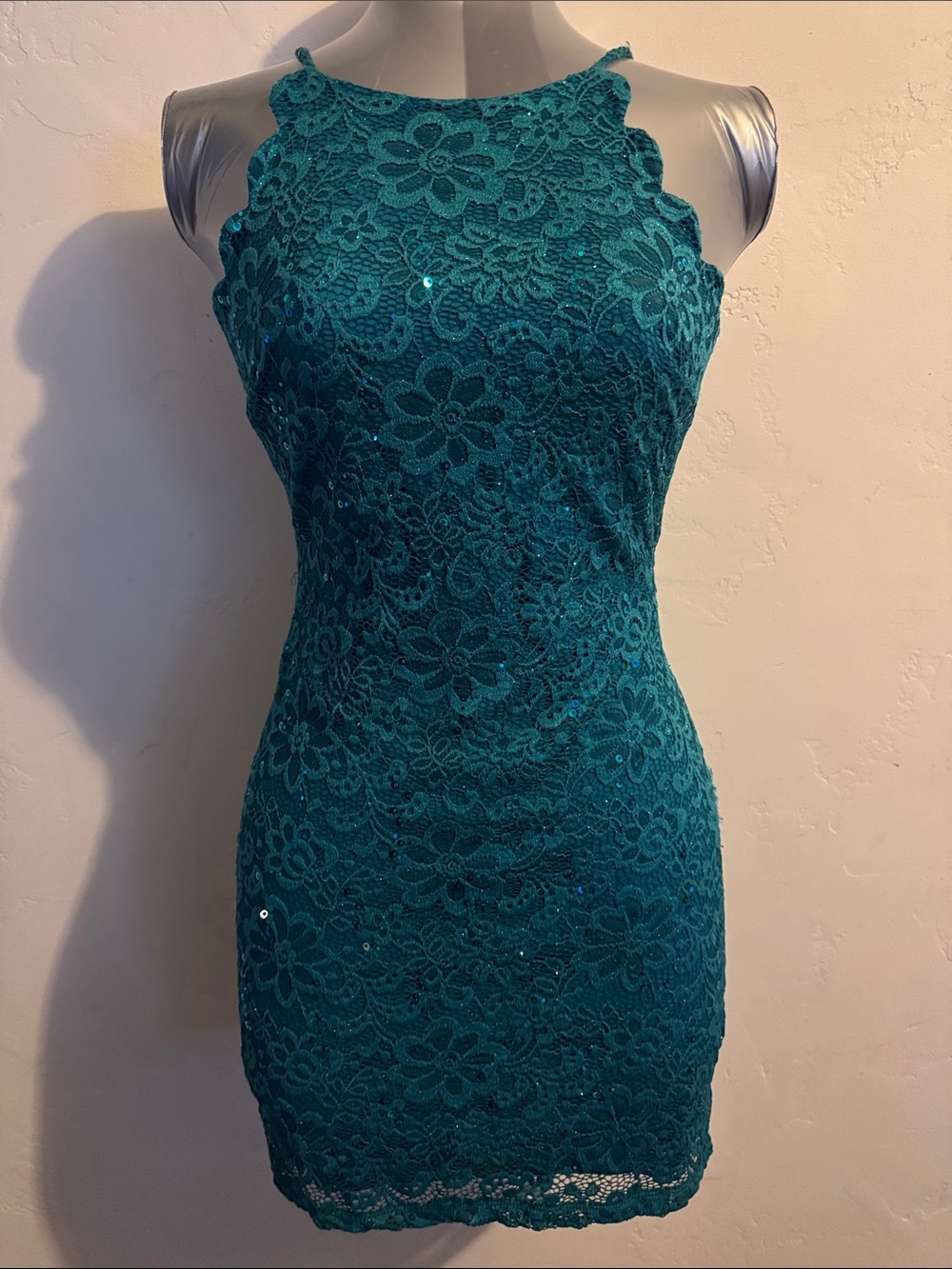 BCX Teal Lace Mini Dress